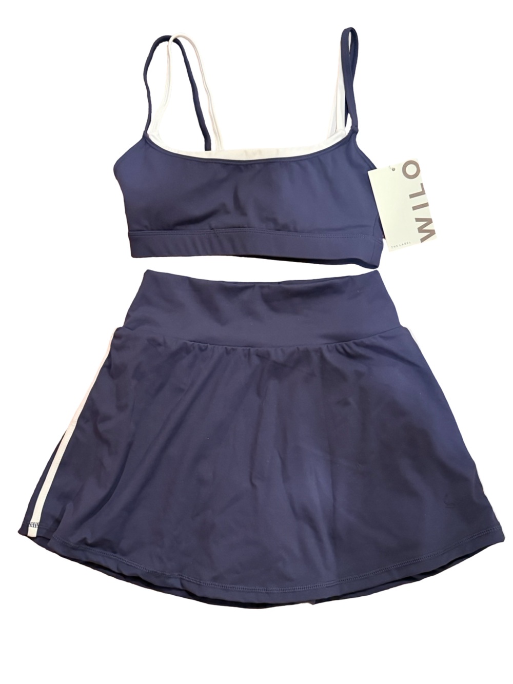 Wilo The Label Double Layer Sports Bra & Skort Set Navy XS NWT - Picture 6 of 7